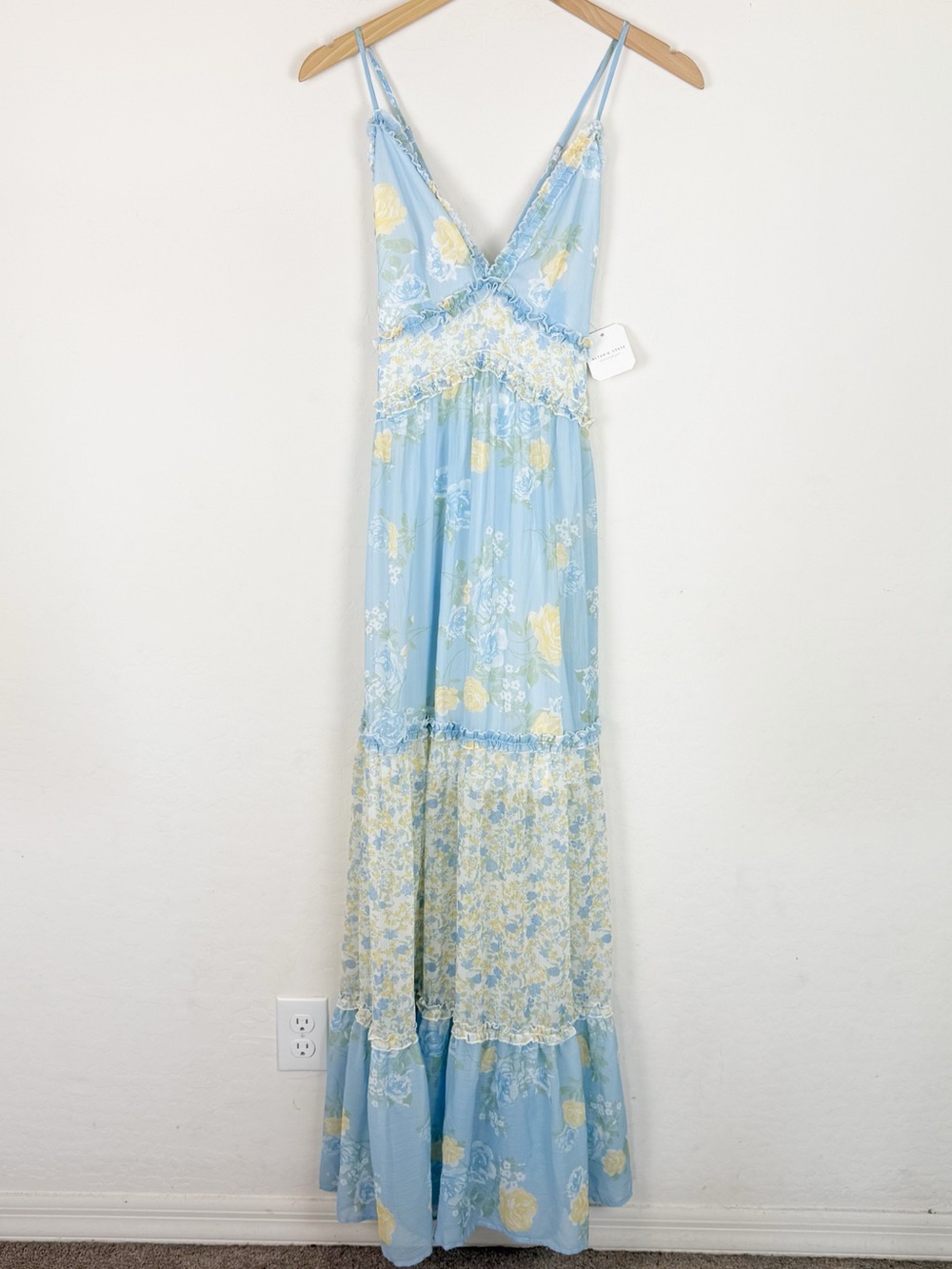 Altar'd State Raine Maxi Dress Blue Yellow Floral - Picture 6 of 15